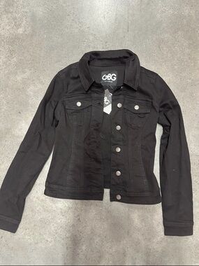 GBG Los Angeles Black Women's Denim Jacket with Button Front